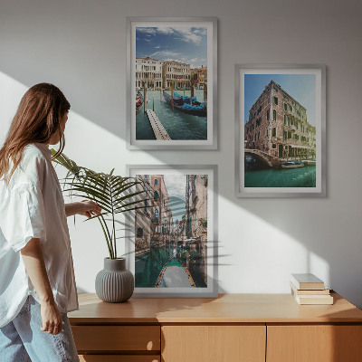 Tavelpaket med ramar Venedigs kanalers arkitektur