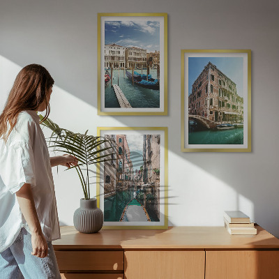 Tavelpaket med ramar Venedigs kanalers arkitektur