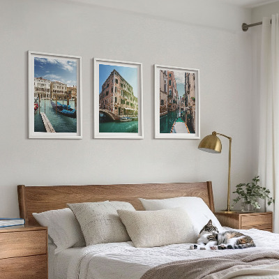 Tavelpaket med ramar Venedigs kanalers arkitektur