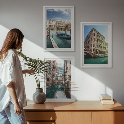 Tavelpaket med ramar Venedigs kanalers arkitektur