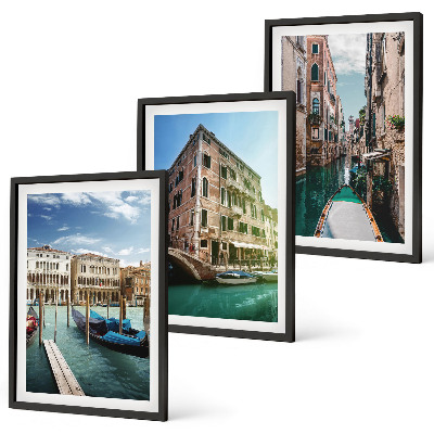 Tavelpaket med ramar Venedigs kanalers arkitektur