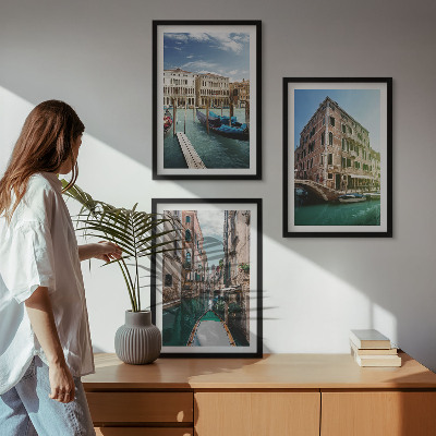 Tavelpaket med ramar Venedigs kanalers arkitektur