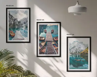 Tavelset med ramar motiv med sjöar, broar och berg