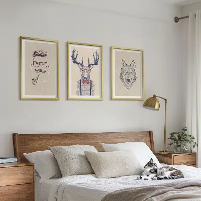 Djurporträtt set med 3 tavlor