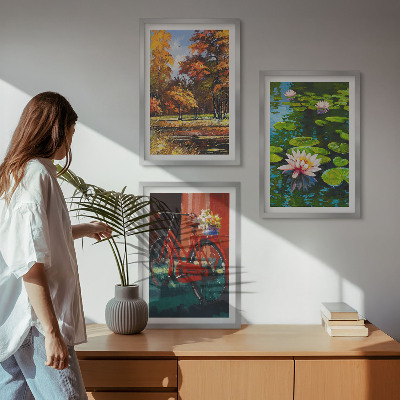 Tavelset ovanför soffa Höstfärger liljeterrass