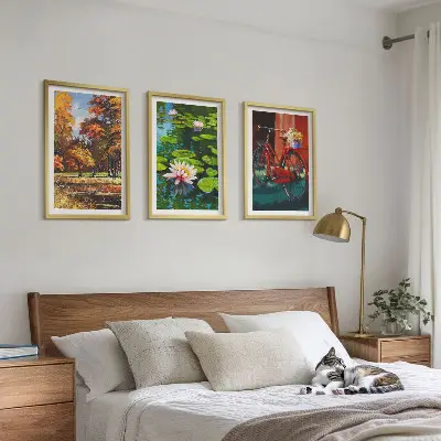 Höstfärger liljeterrass tavelset för vägg ovanför soffa