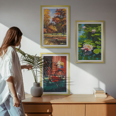 Tavelset ovanför soffa Höstfärger liljeterrass