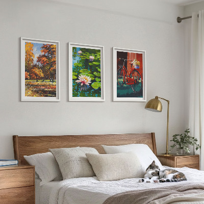 Tavelset ovanför soffa Höstfärger liljeterrass