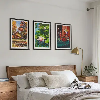 Höstfärger liljeterrass tavelset för vägg ovanför soffa
