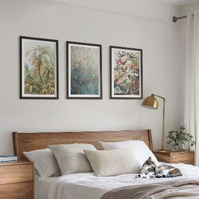 Tavelset ovanför soffa Tropiska växter fåglar natur