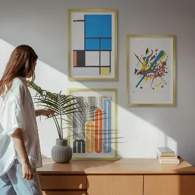 Abstrakta moderna geometrier set om 3 tavlor