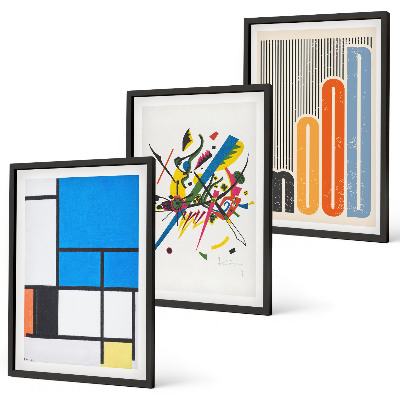 Set om 3 tavlor Abstrakta moderna geometrier