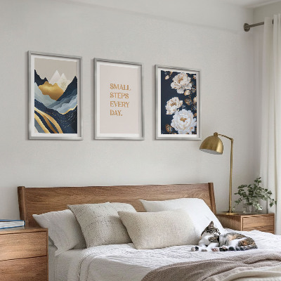 Tavelset ovanför soffa Abstrakta berg blommor inspiration
