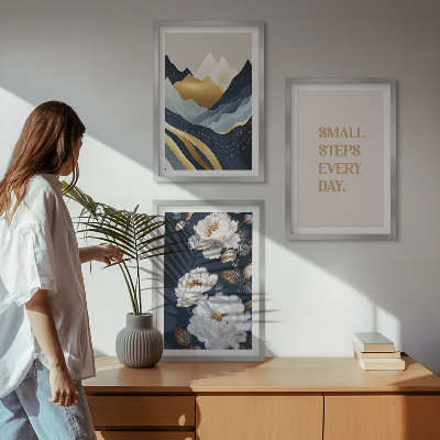 Tavelset ovanför soffa Abstrakta berg blommor inspiration