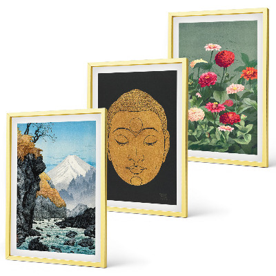 Set om 3 tavlor Japansk natur japandi kultur