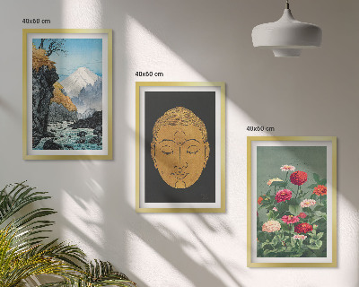 Set om 3 tavlor Japansk natur japandi kultur
