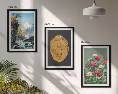 Set om 3 tavlor Japansk natur japandi kultur