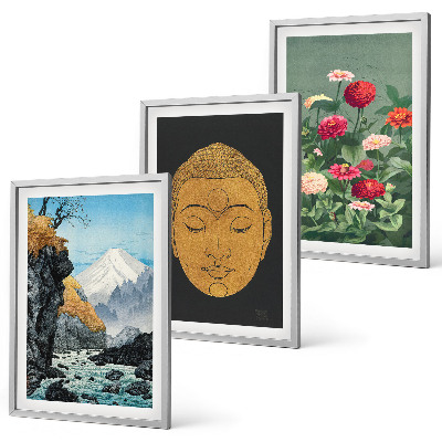 Set om 3 tavlor Japansk natur japandi kultur