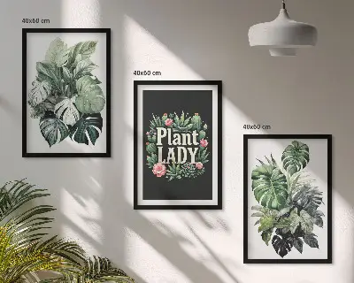 Tropiska växter Plant Lady tavelset med ramar