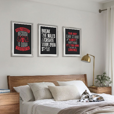 Set om 3 tavlor Motivation, träning, självutveckling