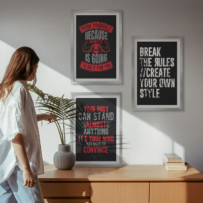 Set om 3 tavlor Motivation, träning, självutveckling