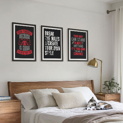 Set om 3 tavlor Motivation, träning, självutveckling