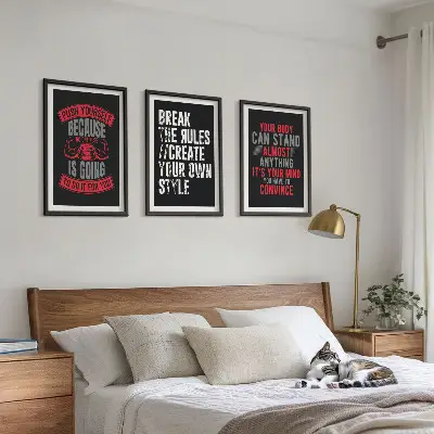 Tavelset med motiv om motivation, träning och självutveckling set om 3 tavlor