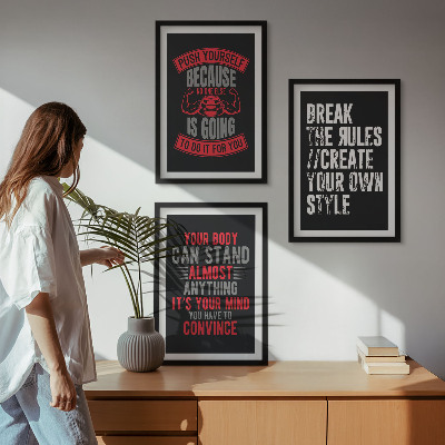 Set om 3 tavlor Motivation, träning, självutveckling