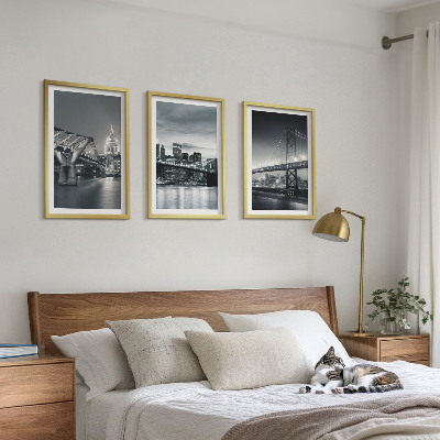 Tavelset ovanför soffa Broar, stadsarkitektur, grå
