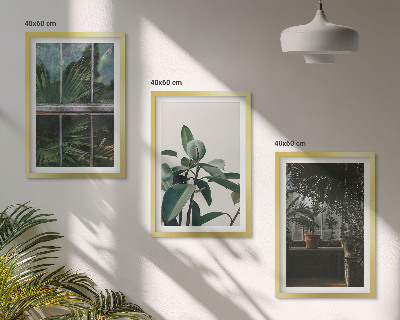 Tavelpaket med ramar Gröna blad på fönsterväxten