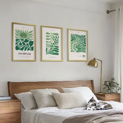 Gröna bladväxtformer set om 3 tavlor