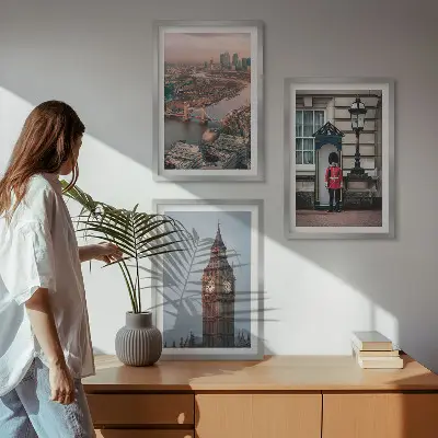 London Bridge och Big Ben tavlor tavelset för väggen ovanför soffan
