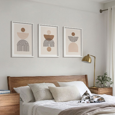 Tavelset ovanför soffa Abstrakta bruna former
