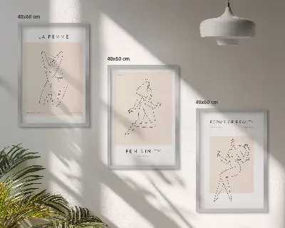 Poster med minimalistiska kvinnosilhuetter tavelset med ramar