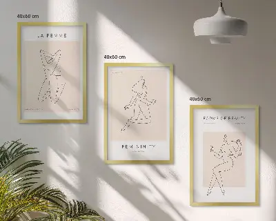 Poster med minimalistiska kvinnosilhuetter tavelset med ramar