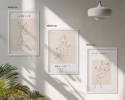 Poster med minimalistiska kvinnosilhuetter tavelset med ramar