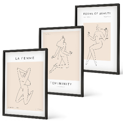 Tavelpaket med ramar Kvinnors silhuetter minimalism poster