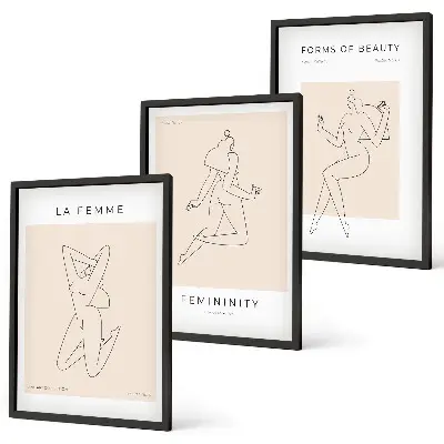 Poster med minimalistiska kvinnosilhuetter tavelset med ramar