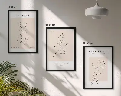 Poster med minimalistiska kvinnosilhuetter tavelset med ramar