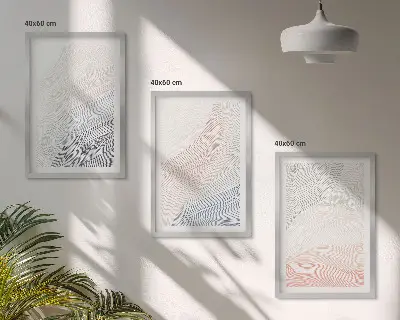 Abstrakta vågor kartongpastell set om 3 tavlor