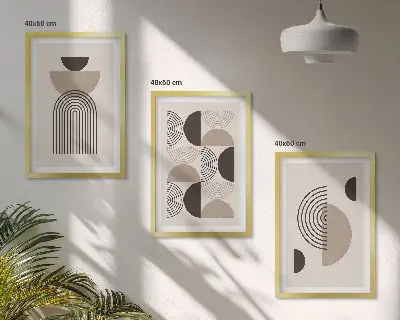 Abstrakta minimalistiska mönster tavelset för vägg ovanför soffa