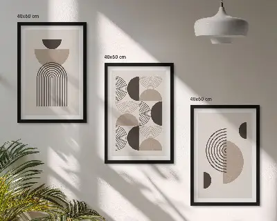Abstrakta minimalistiska mönster tavelset för vägg ovanför soffa