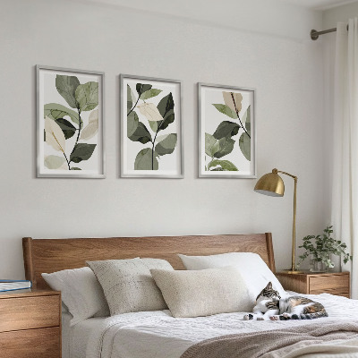 Tavelpaket med ramar Målade boho växtblad