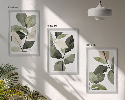 Tavelpaket med ramar Målade boho växtblad