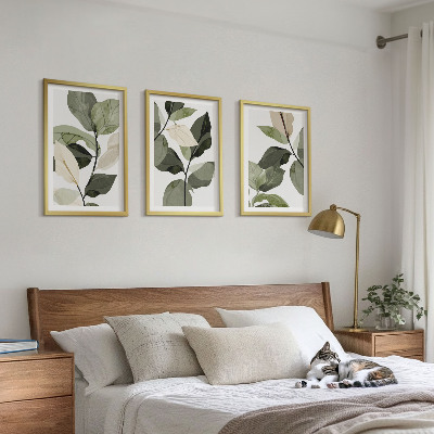 Tavelpaket med ramar Målade boho växtblad