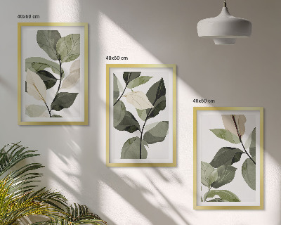 Tavelpaket med ramar Målade boho växtblad