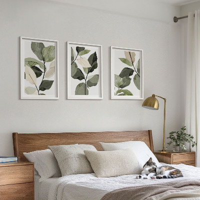 Tavelpaket med ramar Målade boho växtblad