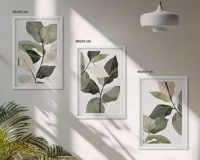 Tavelpaket med ramar Målade boho växtblad