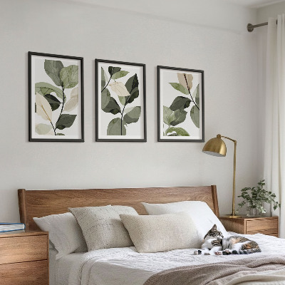 Tavelpaket med ramar Målade boho växtblad
