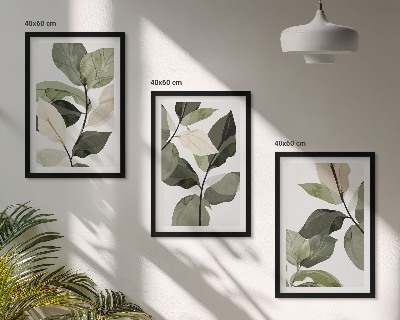 Tavelpaket med ramar Målade boho växtblad
